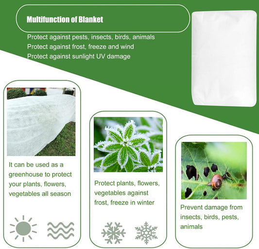Plant Cold Cover, Thickened Breathable Heat Preservation Winter Plant Covers, Frost Blankets for Outdoor Plants Winter or Floating Row Covers Shade Cloth for Gardens,(9.8ft*49.2ft-White)