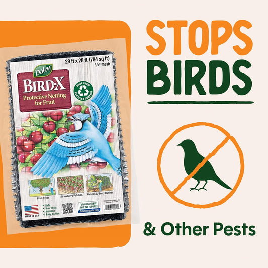 Bird-X Protective Mesh Netting for Fruit Trees & Berries - 28 x 28 ft