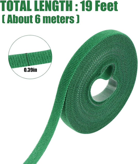 Green Gardening Tape, 19 Feet x 2/5'' Plant Ties Reusable Adjustable Plant Support Cord Tie Strap for Indoor Outdoor Patio Plant Use, 1 Roll