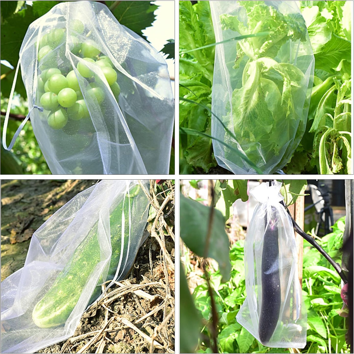 6x8 Inch 100 Pieces Green Fruit Protection Bags- Fruit Netting Bags with Drawstring,Garden Fruit Cover Mesh Bag to Protect Plants from Pest Birds Squirrels