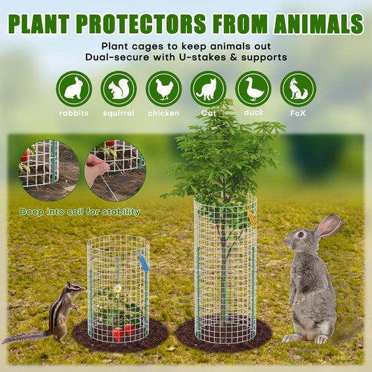 10 Set Plant Protectors from Animals, Galvanized Plant Cages for Outdoor