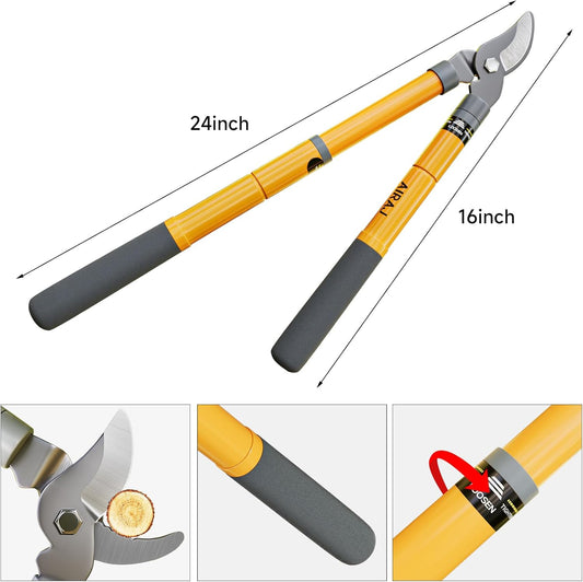 16-24" Tree Loppers for Gardening, 1.5” Cut Tree Trimmer Garden Tools