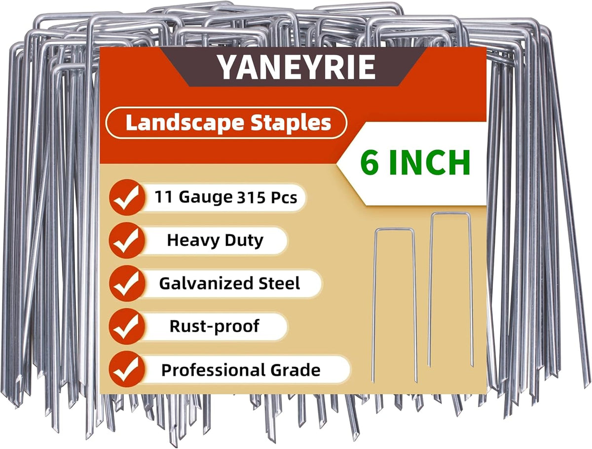 Landscape Staples Galvanized U-Shaped Garden Stakes, 6 Inch 50 Pcs Garden Staples, Yard Stakes, Stakes for Inflatables, Irrigation Tubing, Holding Fence, Tarpaulin (50, 6 INCH)