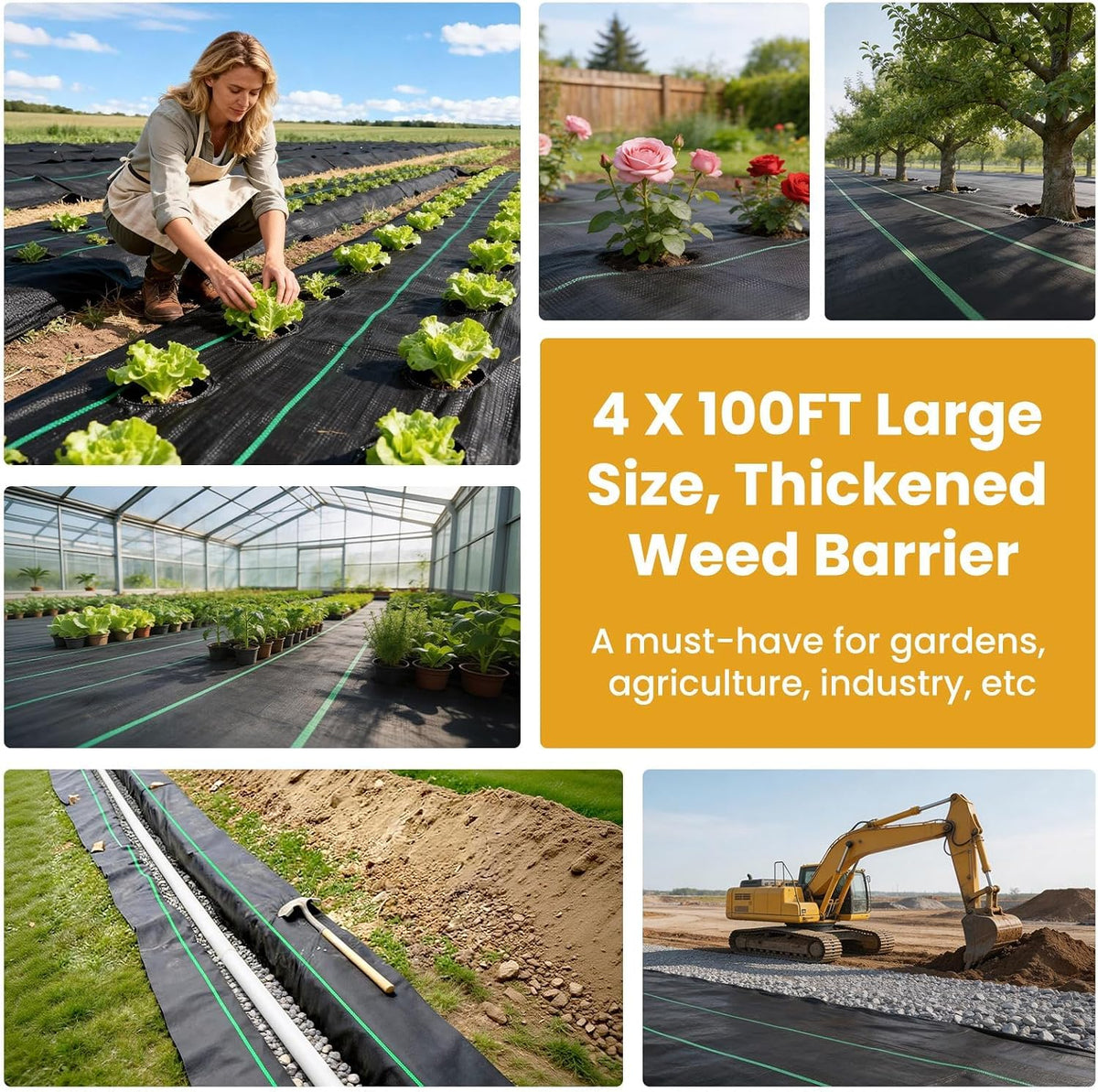 6FT x 300FT Weed Barrier Fabric, 3.2oz Landscape Fabric
