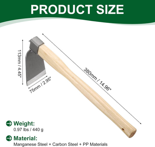 Garden Hoe 15" x 4.45" Steel Hoe Garden Tool Anti-Rust with Non-Slip Wooden Handle Edger Weeder Shovel for Backyard Loosening Farm Planting Weeding