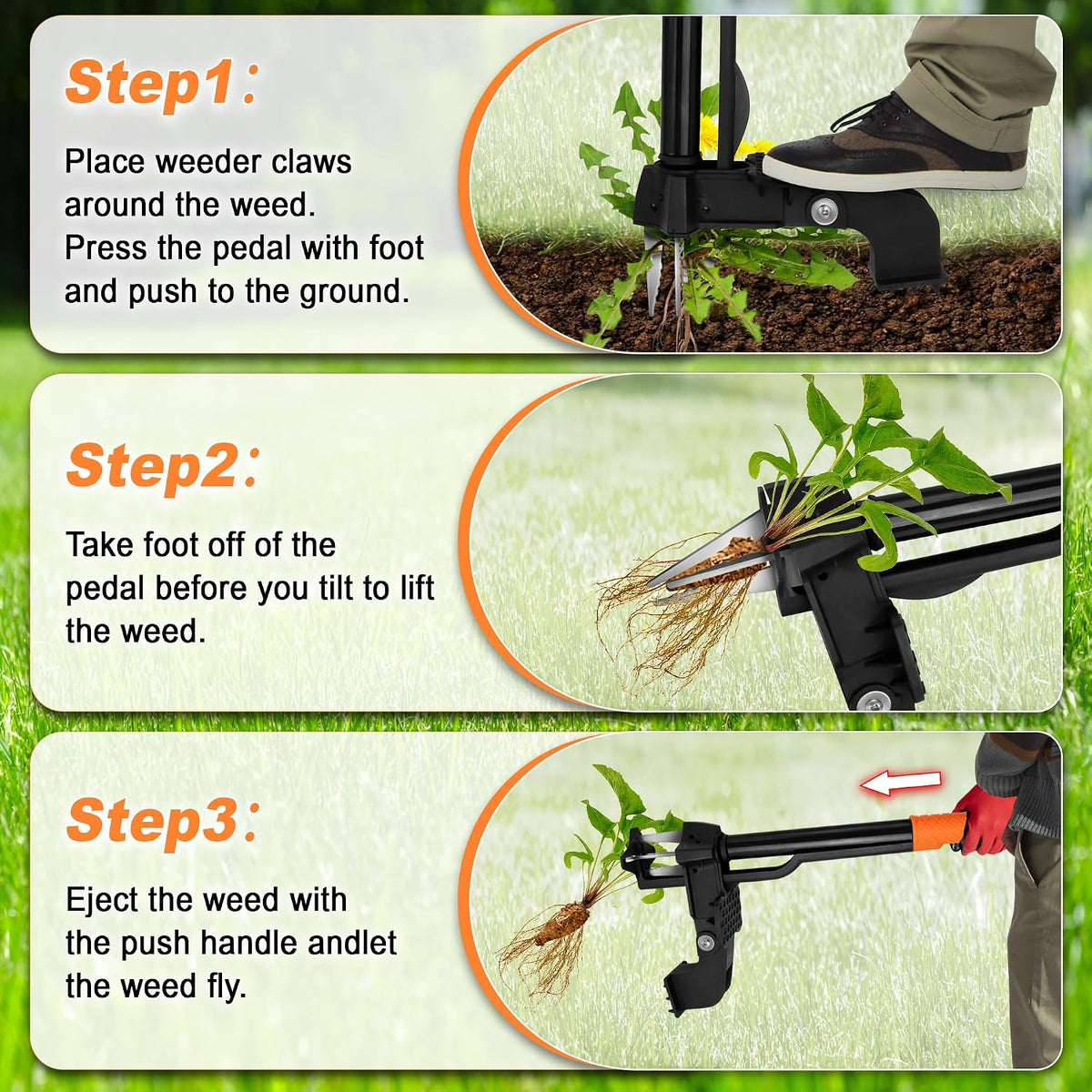 Weed Puller Tool,4-Claw Heavy Duty Gardening Stand-Up Weeder Puller