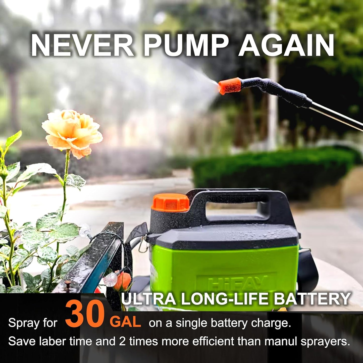 ES4-PRO 1Gallon/4L Electric Sprayer, Rechargeable Battery-Powered Sprayer with 304 Stainless Steel Telescopic Rod. The New Model is Waterproof and The Buttons Have Been Updated.(White)