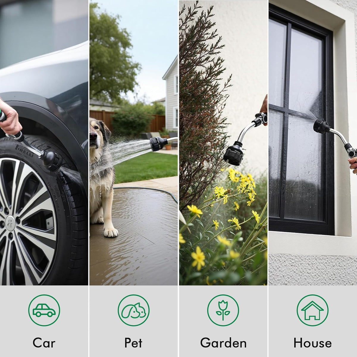 2-in-1 Watering Wand, Heavy Duty Metal Garden Hose Wand for Outdoor