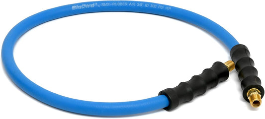 BBLD3803 3/8" x 3' Rubber Air Leader Hose, 100% Rubber, Lightest, Strongest, Most Flexible, 300 PSI, 50F to 190F Degrees, Ozone Resistant, High Strength Polyester Braided