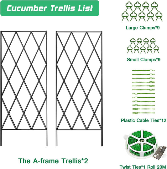 39.4" H 2 Pack Cucumber Trellis, Thickened Metal Garden Trellis