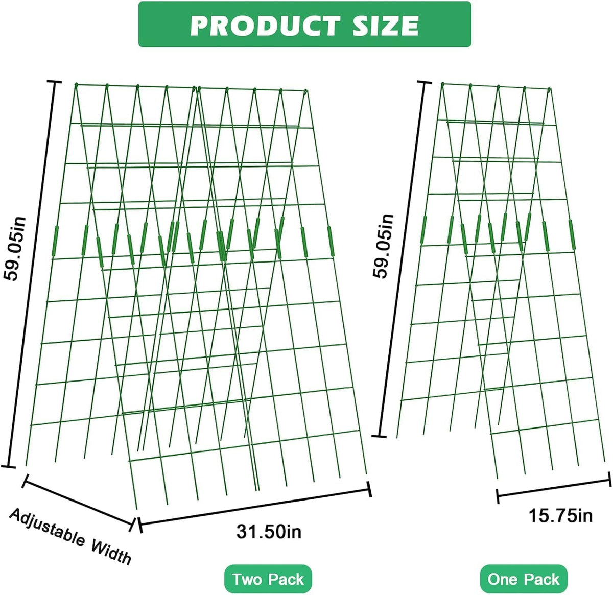 39.4" H 2 Pack Cucumber Trellis, Thickened Metal Garden Trellis
