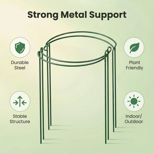 TUKIU 6 Pack 13 Inch Plant Stakes, Metal Peony Cages and Supports, Garden Stakes Plant Support Cage, Plant Support Ring Border for Peony Tomato,Hydrangea,Flower Indoor Outdoor (7.8" W x 13" H)
