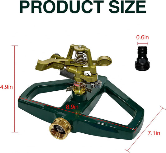 Heavy Duty Pulsating Impact Lawn Sprinkler with Metal Base,All Metal Adjustable Rotating Circular Impulse Lawn Sprinkler for Medium to Large Areas, Coverage up to 5,800 Sq. Ft