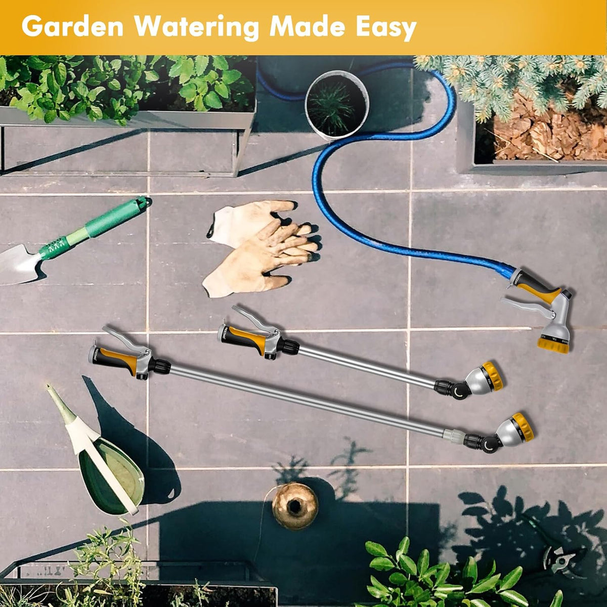 Long Telescopic Watering Wand for Garden Hose, 36”-60” Garden Wand