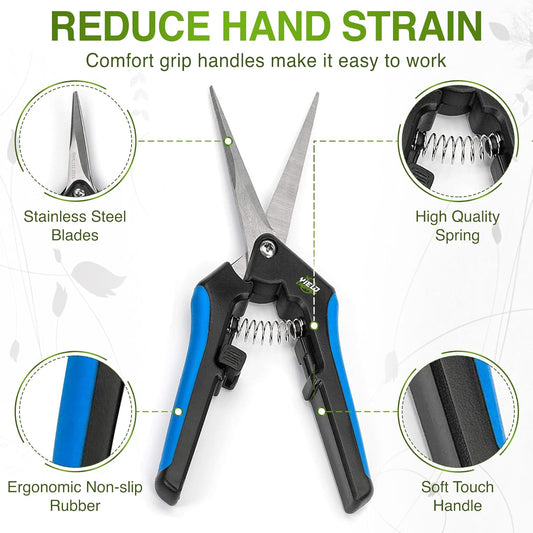 Hydroponic 2Pack Microtip Straight blade/Curved Blade Flower Leaf Trimmer Pruning Shears