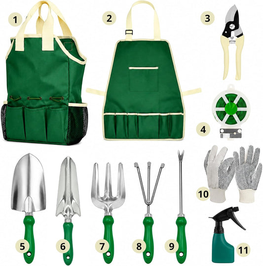 11-Piece Gardening Tool Set – Garden Kit with Tote Bag, Apron & Accessories, Perfect Gardening Gifts for Women, Moms, and Beginners