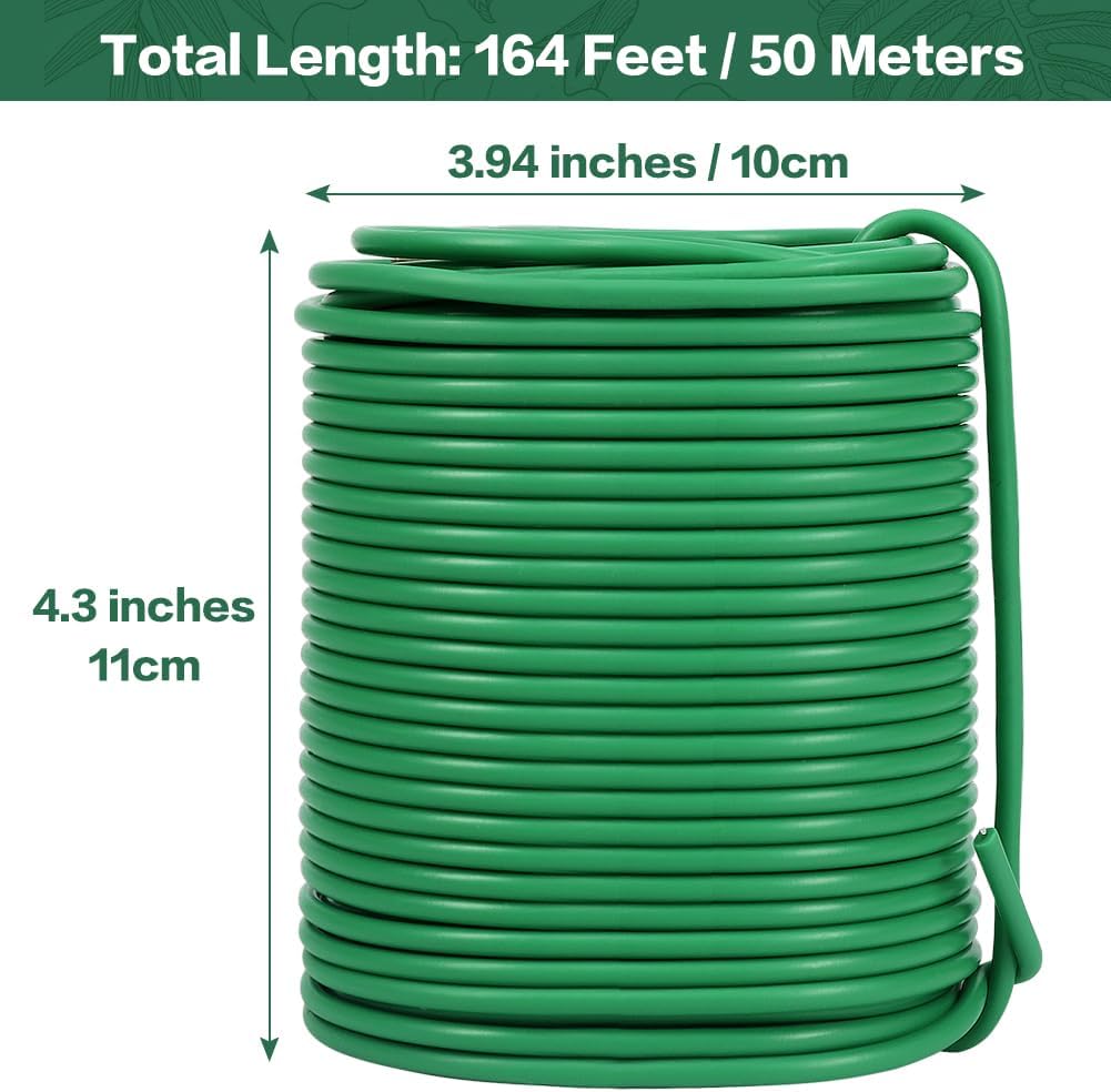 66ft 3.5mm Garden Wire Rubber Coated Green Ties for Plants