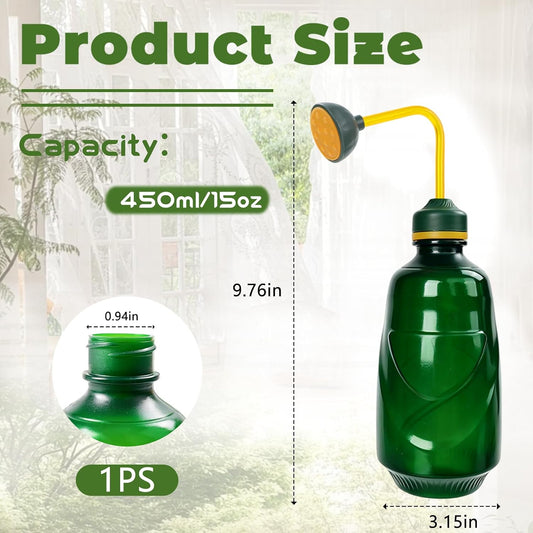 450ML Small Watering Can, 2 in 1 Spray Head for Indoor Plants, Green