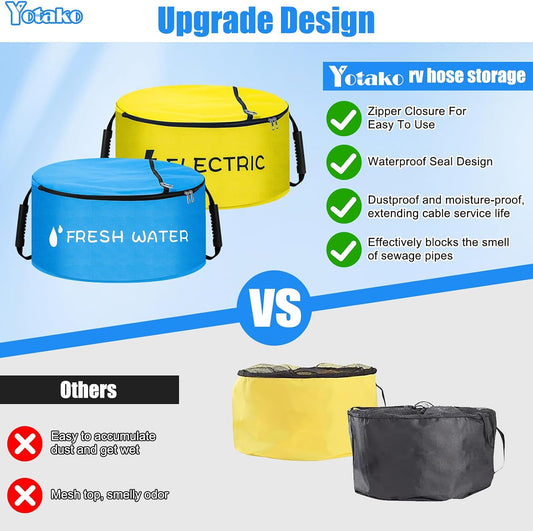 RV Hose Storage Bags 4-Pack - RV Sewer Hose Storage with Straps