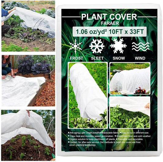 Plant Covers Freeze Protection, 10ft×33ft Reusable Rectangle Frost Protection Floating Row Cover Plant Blanket Garden Winterize Cover for Cold Weather Snow