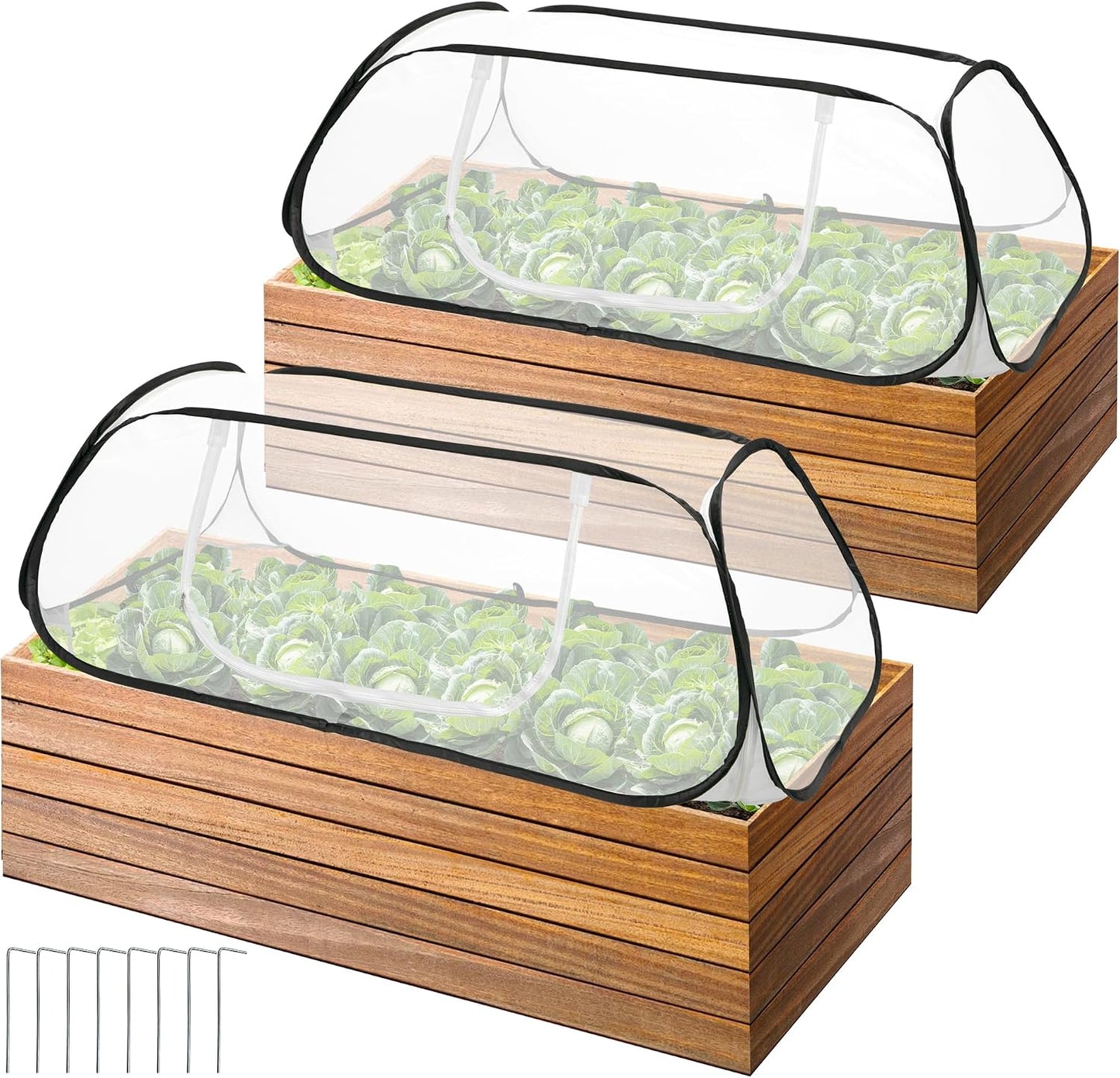 Pop Up Garden Rows Plants Cover, Raised Garden Beds Vegetable Protector