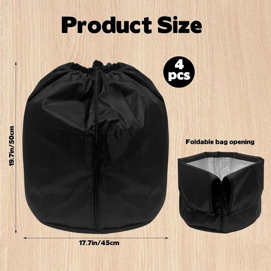 4 Pack Plant Winter Protection Pot with Drawstring and Zipper,17.7" x19.7"Plant Pot Covers,Flower Pot Protection Bag,Plant Covers Freeze Protection for Outdoor Winter Garden Fruit Trees Potted Shrubs