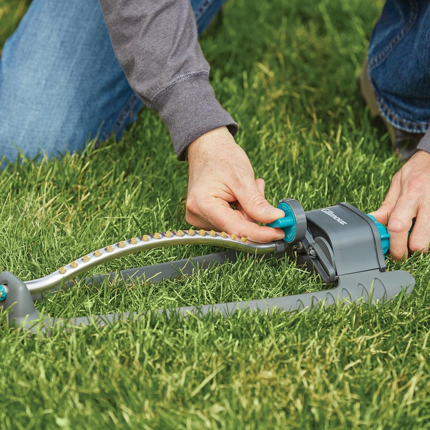 Adjustable Rectangular Lawn Sprinkler, Water Sprinkler for Large Area Coverage, Hose Sprinkler for Lawn and Garden, Gray