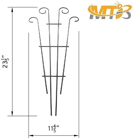 2 Pack Black Coated Wave Pot Trellis 23'' Stakes for Climbing Plants Patio Plant Support for Outdoor,Rose, Vegetable Flower, Backyard