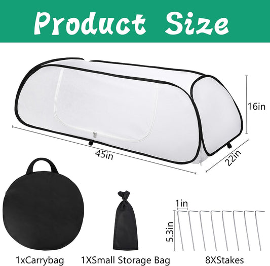 2 Pcs Pop Up Winter Garden Rows Plant Covers, 45" x 22" x 16" Raised Garden Beds Vegetable Rows Cold-proof Plant Protector, Freeze Protection Raised Bed Cover Accelerator for Snow Frost Protection
