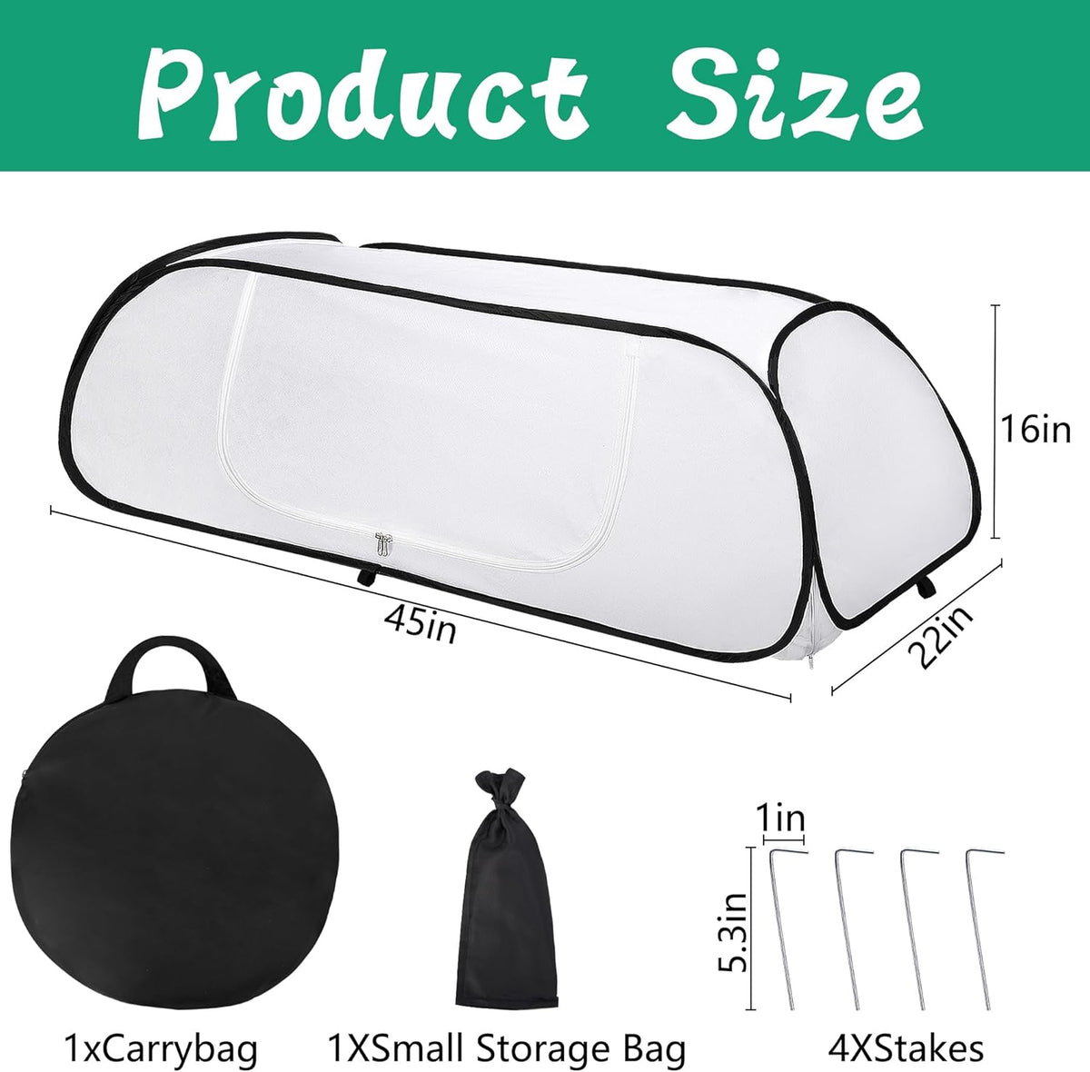 2 Pcs Pop Up Winter Garden Rows Plant Covers, 45" x 22" x 16" Raised Garden Beds Vegetable Rows Cold-proof Plant Protector, Freeze Protection Raised Bed Cover Accelerator for Snow Frost Protection