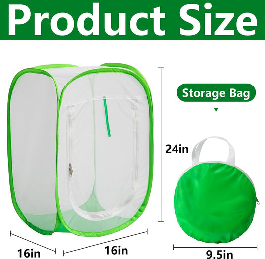 16" x 16" x 24" Pop Up Garden Mesh Plant Cover, Plant Protectors Mesh Plant Enclosure, Garden Net Cage Pest Protection Guard Tent with Storage Bag for Protect Plant Vegetable Fruit from Birds Insects