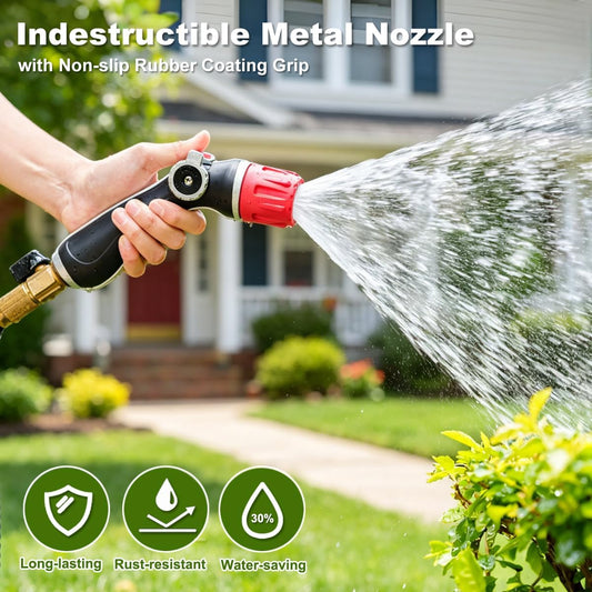 Upgraded Metal Garden Hose Nozzle Heavy Duty, 30% Higher Water Flow