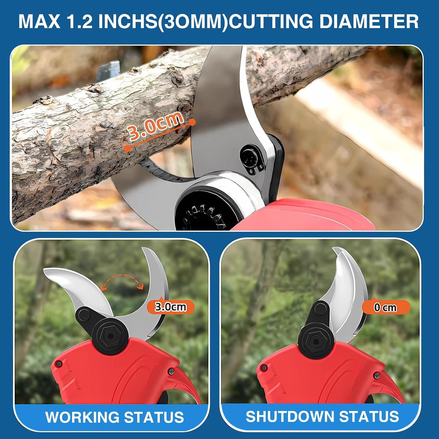 2-in-1 Electric Pruning Shears Cordless with Pole, 20V Cordless Pruning Shears,4.0Ah Battery Operated Pruning Shears, 9.3Ft -Up to 15.3Ft Telescopic Electric Shears for Gardening