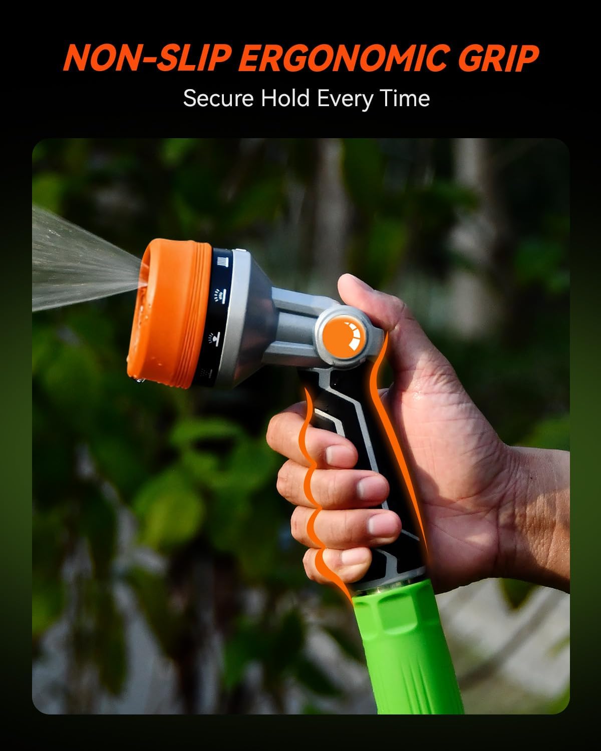 Full-Metal Garden Hose Nozzle, Heavy Duty Water Hose Nozzle Sprayer With 10 Adjustable Patterns & High Flow,Thumb Control For Flow Adjustment, Ideal For Watering, Washing, Cleaning,Black