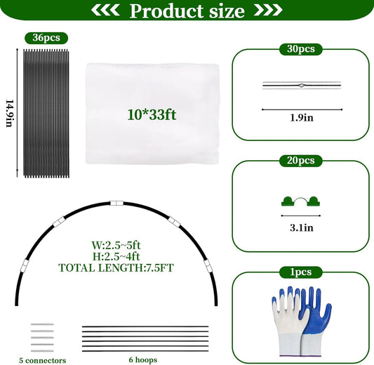 6 Sets of Garden Netting Kit for Raised Beds 10 x 33 FT Strong Mesh Netting