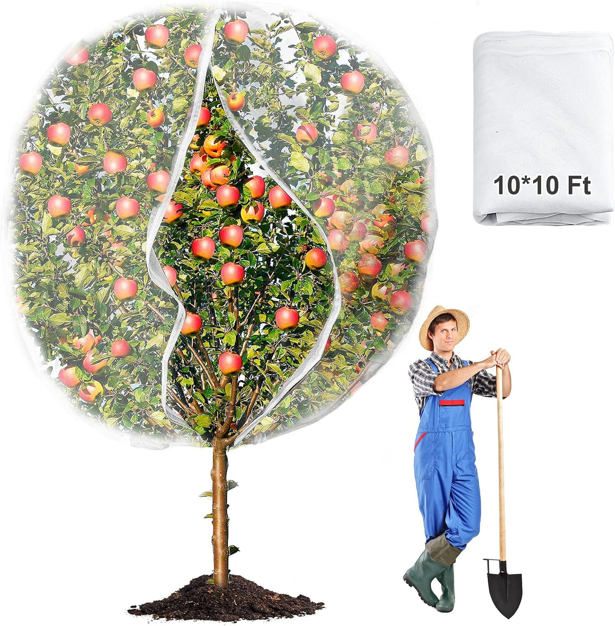 3Pcs Plant Covers from Insects, Bird Netting Barrier for Blueberry Bushes with Drawstring Zipper Mesh Garden Netting Fruit Tree Bags Plants Net Cage for Protect Tomato Vegetable Citrus, 3.3×5Ft