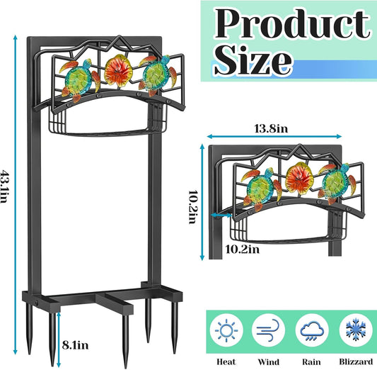 Garden Water Hose Holder 5 Spikes, Freestanding Hose Stand for Outside Yard
