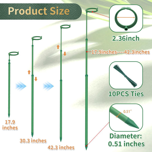 Telescoping Plant Stakes, 3Pcs 17.9IN to 42.3IN Adjustable Monstera Support
