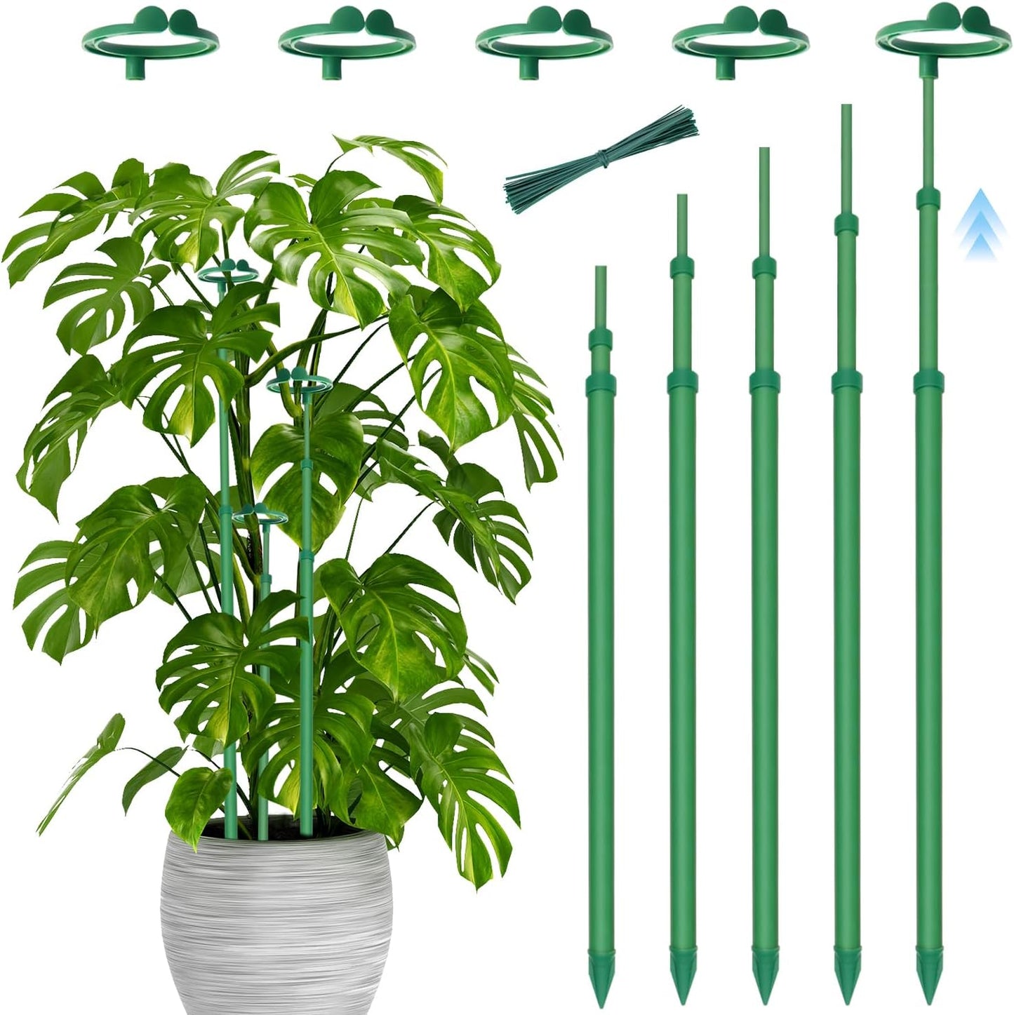 Telescoping Plant Stakes, 3Pcs 17.9IN to 42.3IN Adjustable Monstera Support