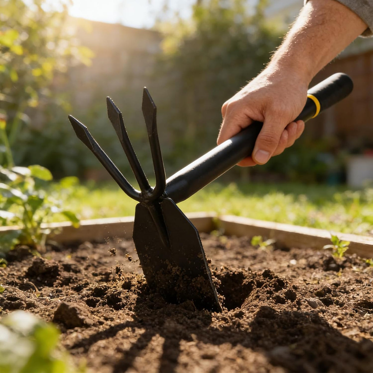Hoe and Cultivator, Hoe Garden Tool, Hand Hoe Cultivator Garden Tool, Thickened Manganese Steel, Garden Hoe for Weeding, Planting, Loosening Soil, Digging,No Assembly Required