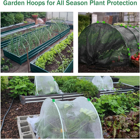 30Pcs Garden Hoop for Raised Beds, 6 Sets of 7FT Long DIY Greenhouse Hoops Grow Tunnel Fiberglass Plant Support Hoops Frame Rust-Free Garden Stakes for Netting Shade Cloth Row Cover Garden Supplies