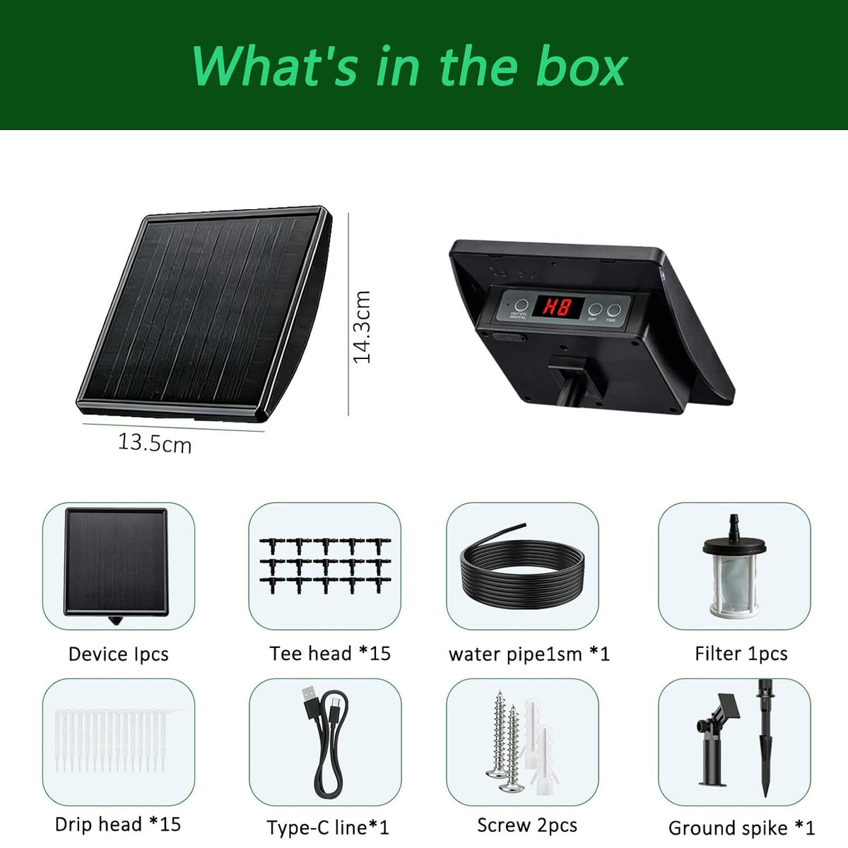 49FT Solar Drip Irrigation System, Automatic Watering Irrigation Kit for 15 Potted Plants, Auto DIY Watering System Plant Water Devices with Timer for Greenhouse Balcony Indoor Outdoor