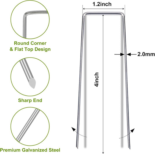 75 Pack Landscape Staples 4 Inch, 12 Gauge Garden Stakes