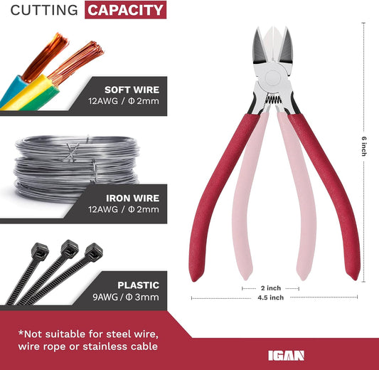 P6 6-inch Ultra Sharp & Powerful Side Cutter Clippers with Longer Flush Cutting Edge, Ideal Wire Snips for Crafting, Floral, Electrical & Any Clean Cut Needs