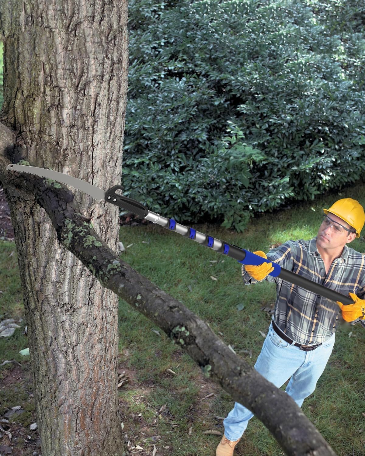 26FT Reach Pole Saws for Tree Trimming, Manual Pruning Pole Saw with 5-20FT Telescoping Extension Pole, Tree Pruner Tree Trimmer with 19" 3X Detachable Saw for Yard Garden Trees Palms Shrubs