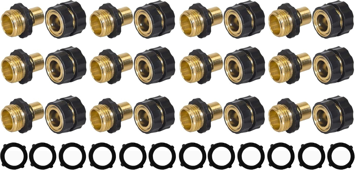 Garden Hose Quick Connector, 3/4 Inch Male and Female Garden Hose Fitting Quick Connector, 6 Set