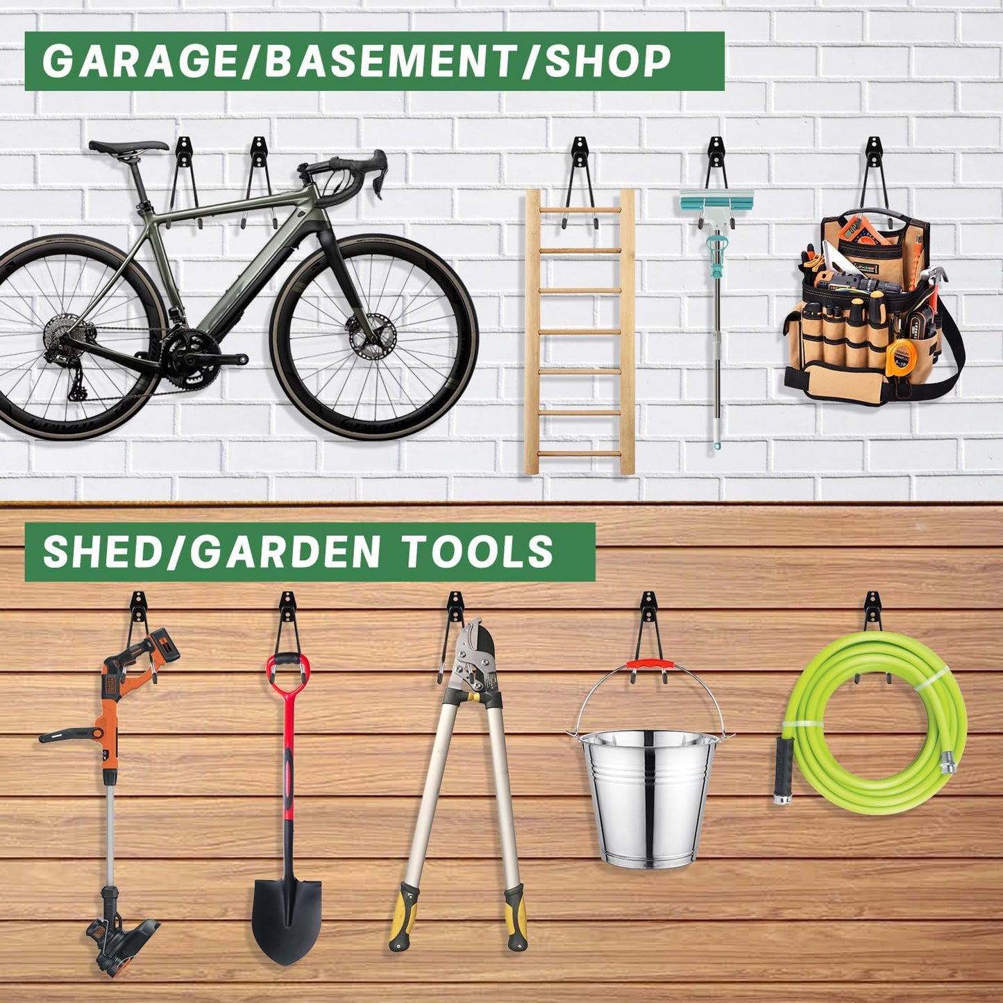 8-Pack Heavy Duty Bike Hook, Loading Capacity 100 LBS, 6 inch, Bike Hooks for Garage Wall and Garage Ceiling