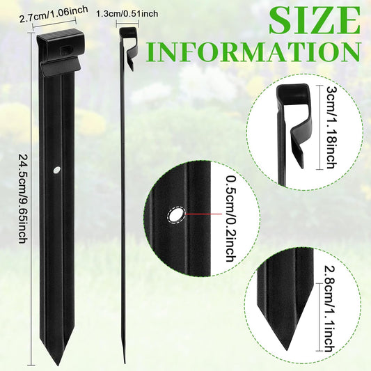24 Pack Metal Landscape Edging Stakes,10 in Heavy Duty Garden Spikes with Plastic Panel,Ground Spikes,Anchoring Spikes for Driveway Lawn Terrace Board Weed Barriers