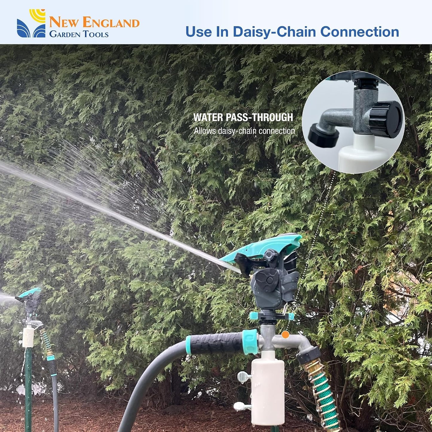 T-Post Lawn Impact Pulsating Sprinkler 300013 with a Gear Drive, Pole Base, Adjustable to 360 Degrees