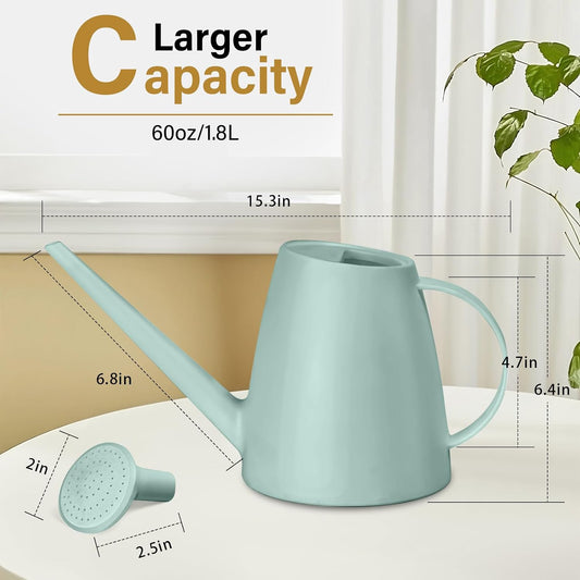 Plastic Watering Can for Home Plant Garden 1/2 Gallon Green